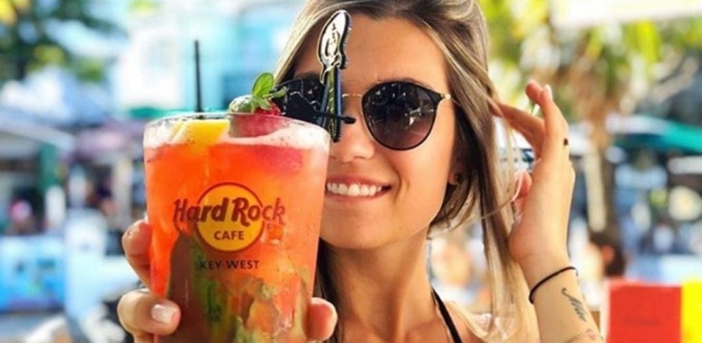 A young Honolulu MILF enjoying a drink at Hard Rock Cafe Honolulu