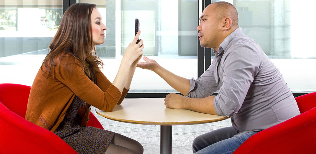 Image result for man having conversation with girl