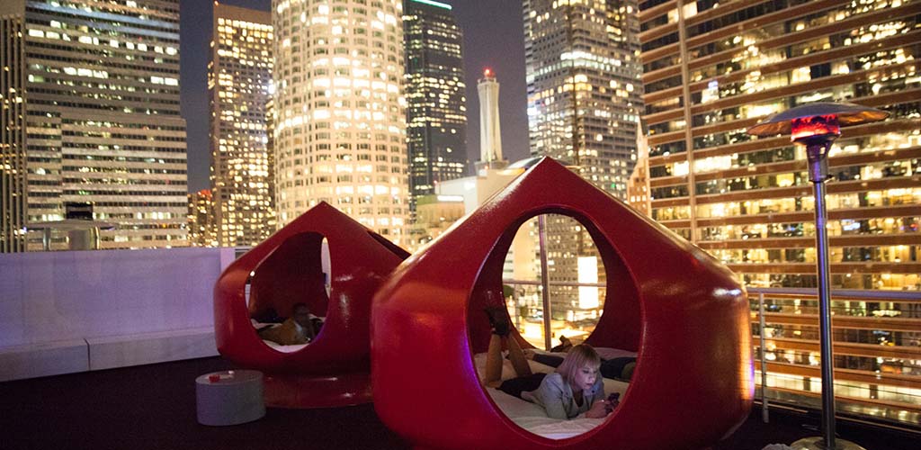Cozy pods at The Rooftop at The Standard, Downtown LA
