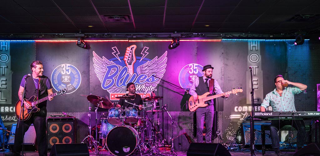 A live rock performance at Blues on Whyte