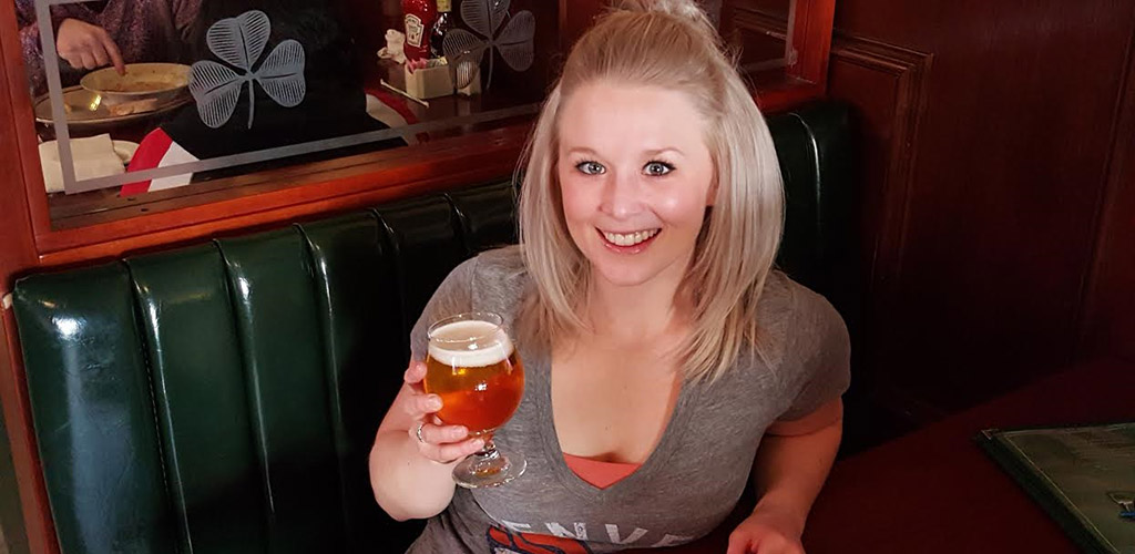 A beautiful woman trying out new brews at Shamrock Brewing Company