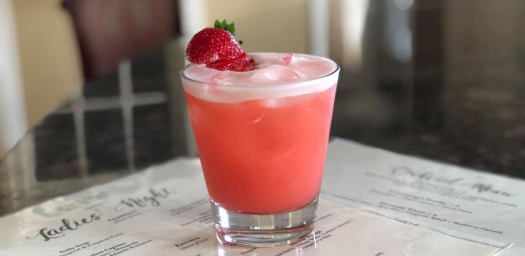 A strawberry cocktail from the Library Wine Bar