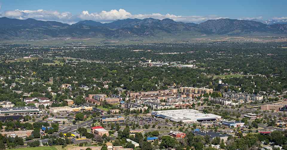 Aerial view of Arvada Colorado