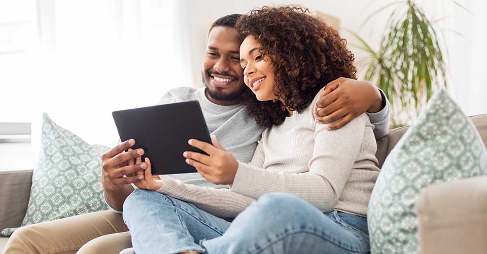 A happy couple that met online