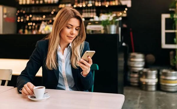 Woman looking at her Tinder with no matches