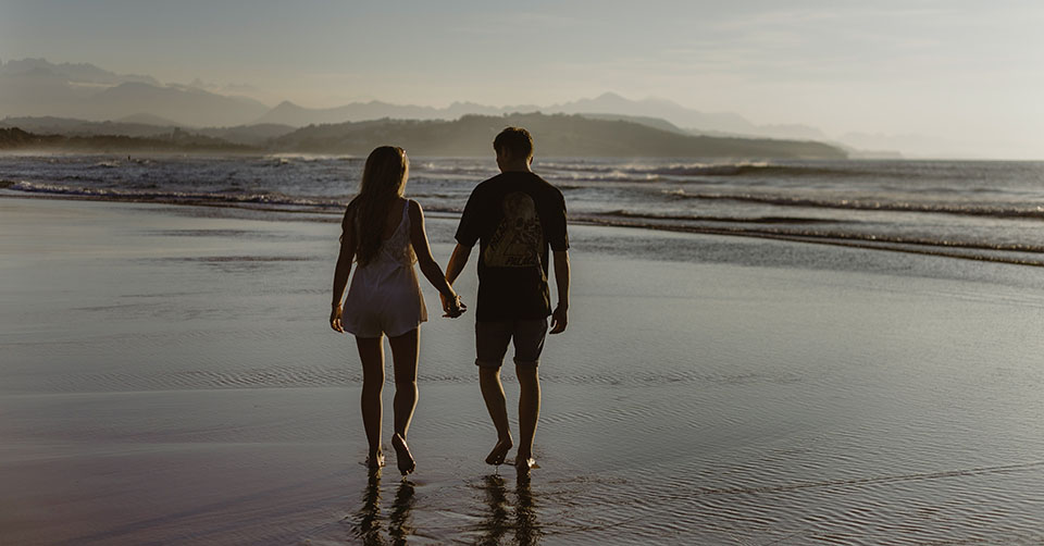 A happy couple at the beach