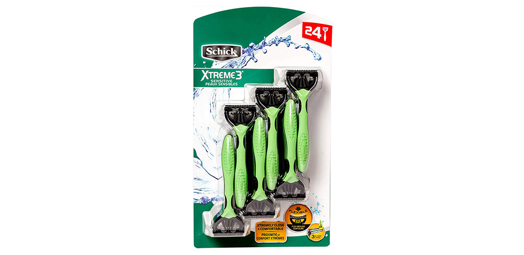 The Schick Xtreme 3 Sensitive Disposable Razor is the Best Value Disposable Razors for Beginners