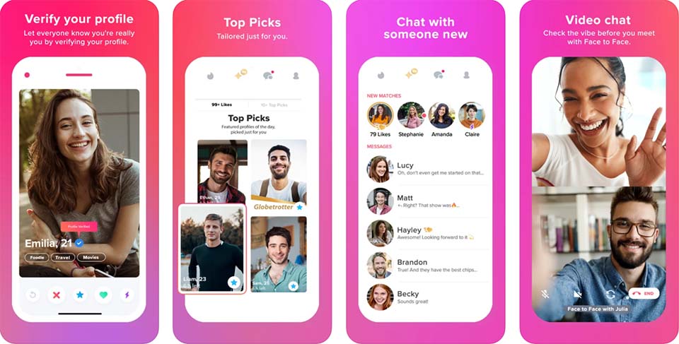 Tinder screenshots from iOS