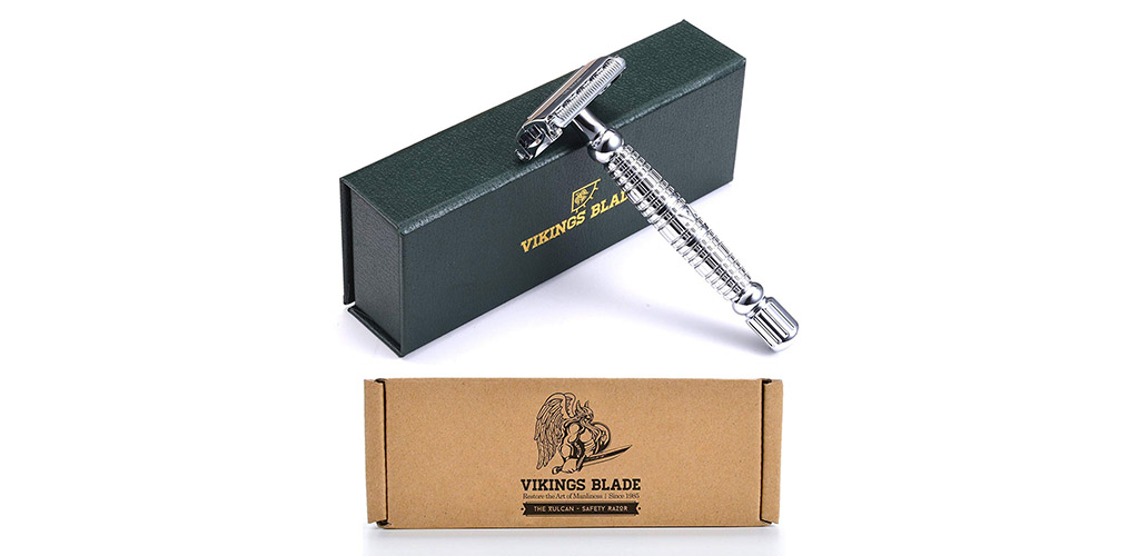 The Vikings Blade the Vulcan Long Handle Safety Razor is the Best Value Safety Razor for Sensitive Skin