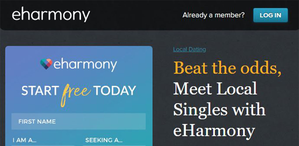 Homepage for eharmony.com
