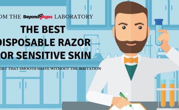 Man investigating the best disposable razors for sensitive skin