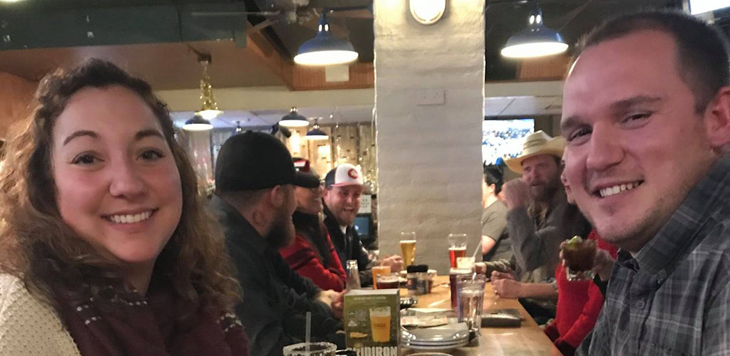 A couple on a date at Old Chicago Pizza and Taproom