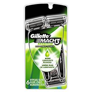 Gilette Mach3 Sensitive is the top rated disposable razor for sensitive skin