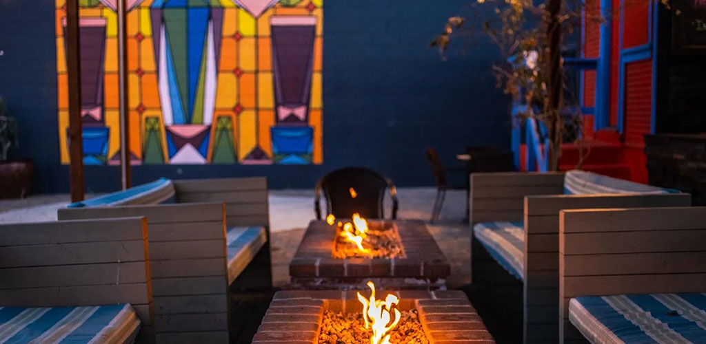 Heating, comfortable seating and a colorful view The Z Bar in Reno