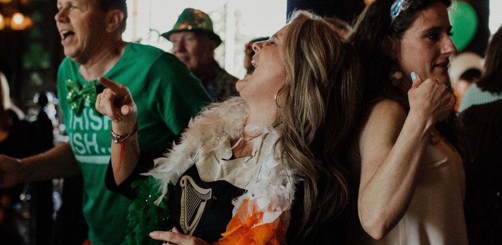 Cute Surrey woman celebrating St Patrick's day Dublin Crossing Irish Bar