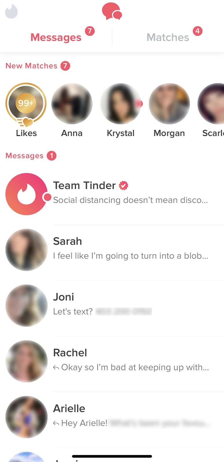 Some of the messages you see using Tinder