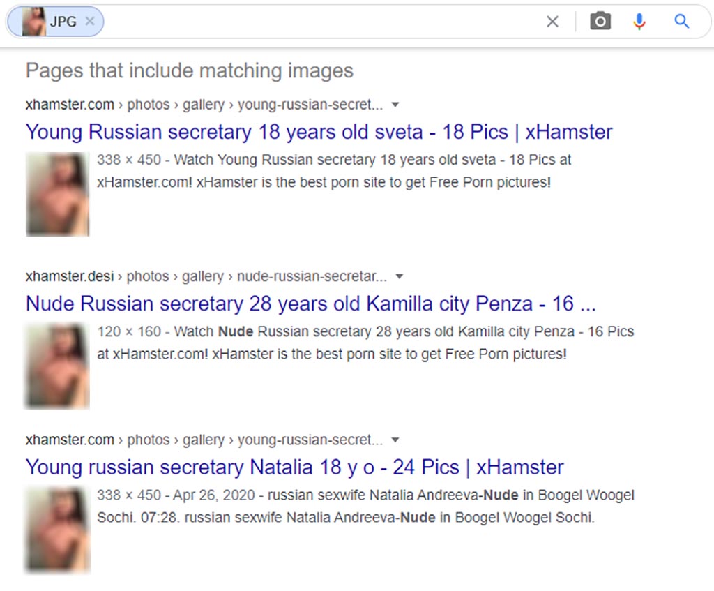 Reverse image search for nude photo sent in messages