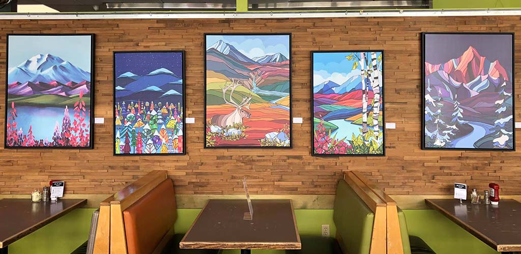 Artworks on display at Snow City Cafe