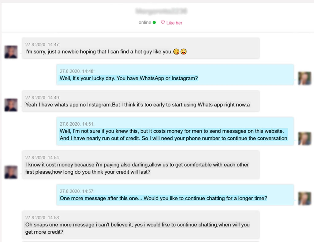 Insisting to keep communicating on the site