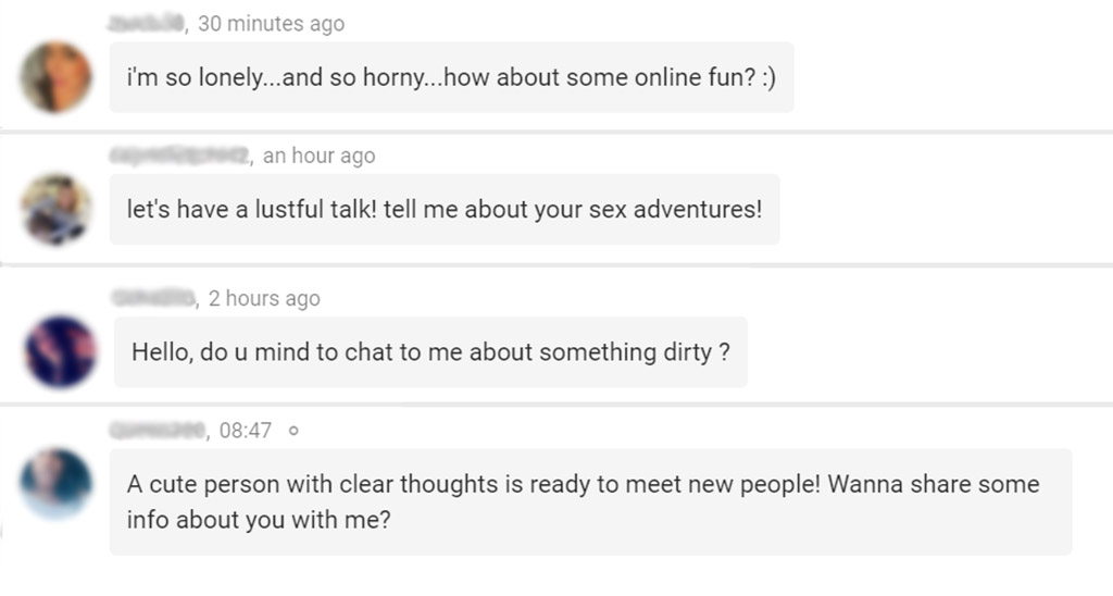 Messages from different women who seem like bots