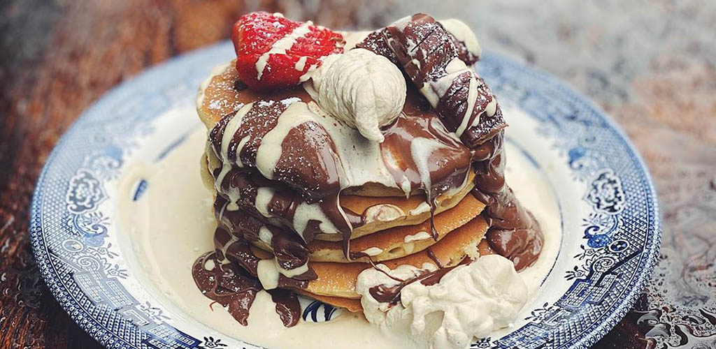 A stack of pancakes from Mrs Athas Coffee Shop