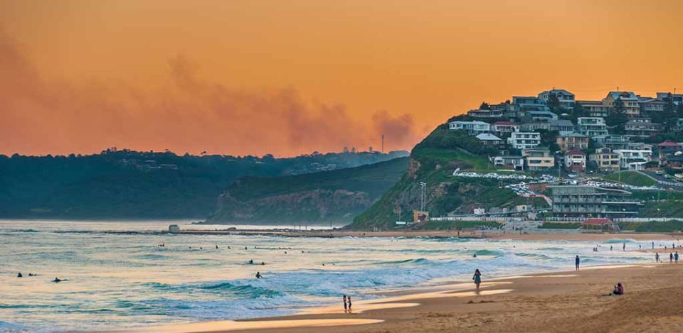 Newcastle Beach Australia at sunset. Newcastle is Australia's second oldest city.