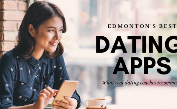 Beautiful woman using the best dating apps and sites in Edmonton at a cafe