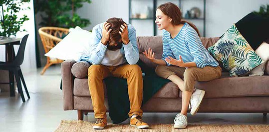 A high-maintenance woman berating her boyfriend