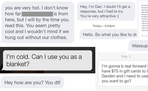 Examples of many bad online dating messages