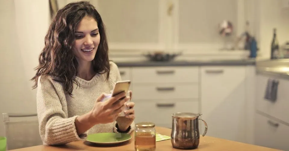 Woman ignoring a message