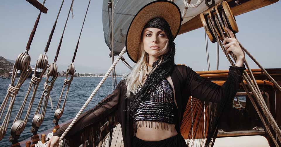 A woman on an expensive yacht