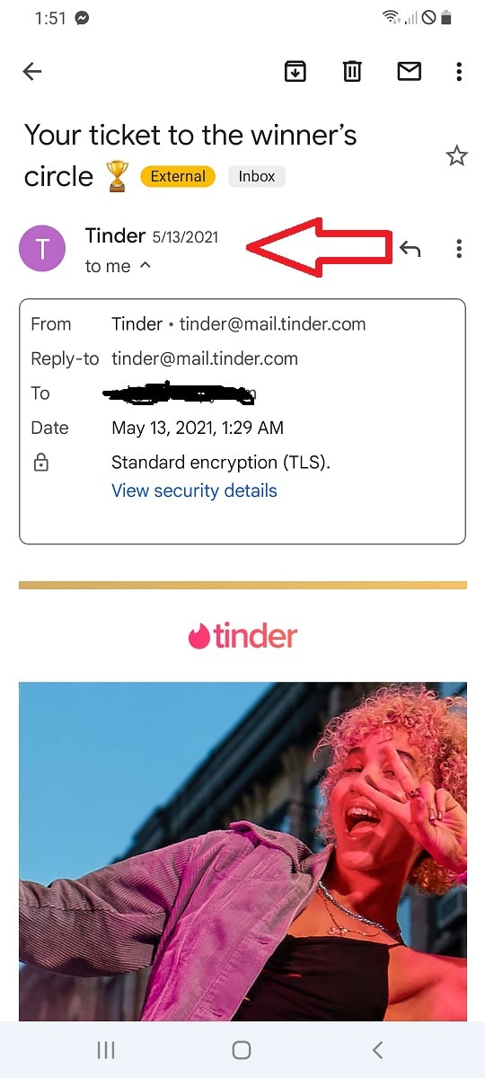 Tinder now asking for mail