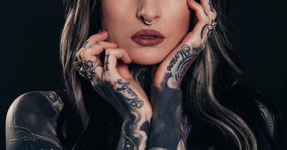 Edgy woman with tattoos