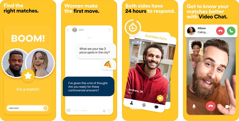 Screenshots of Bumble on Android