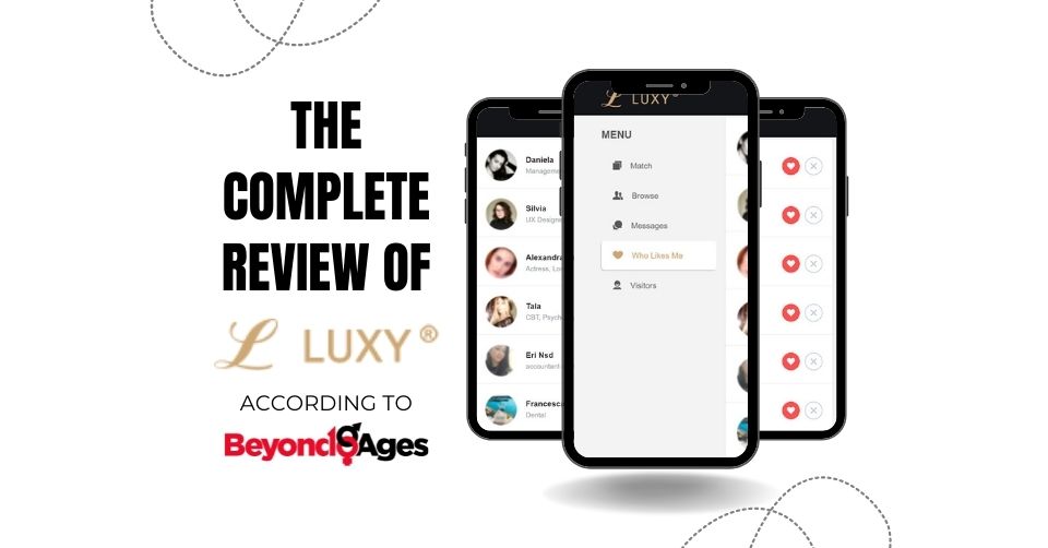 Screenshots from our review of Luxy
