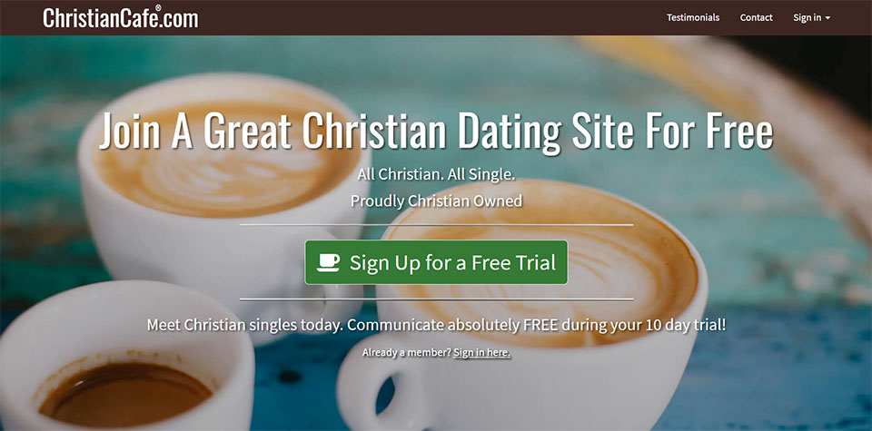 Christian Cafe landing page