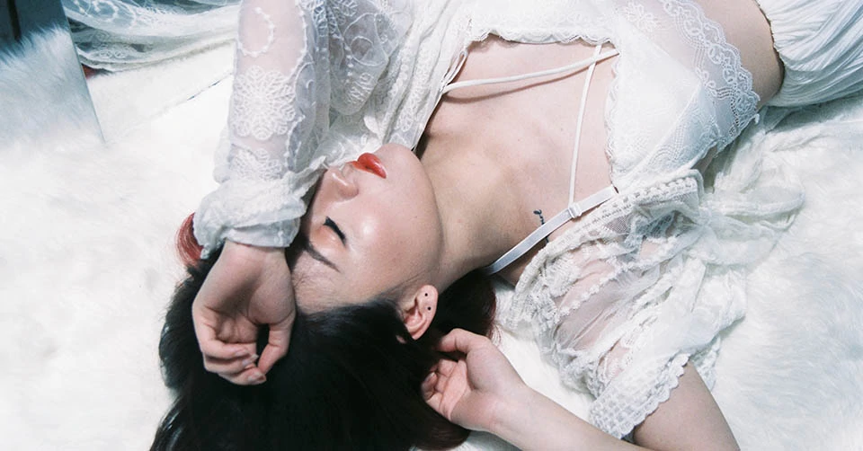 Woman in white lingerie