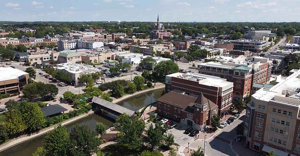 Aerial view of Naperville Illinois