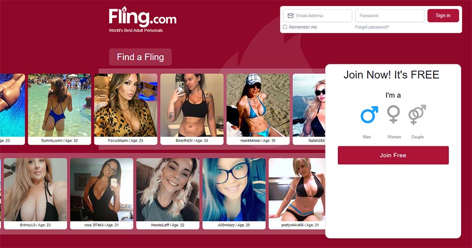 Fling.com landing page