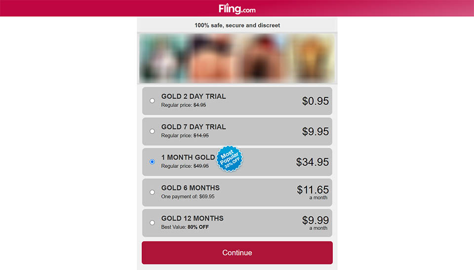 Fling.com pricing page