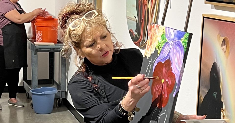 A painting demo at the Arlington Museum of Art Texas