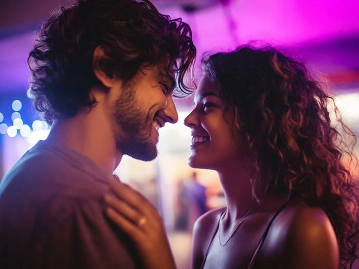 Couple smiling at each other