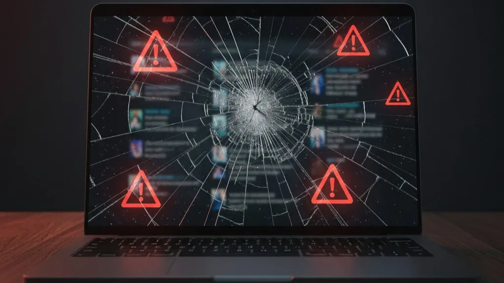 Concept image showing data breach warnings on a laptop for privacy risk awareness