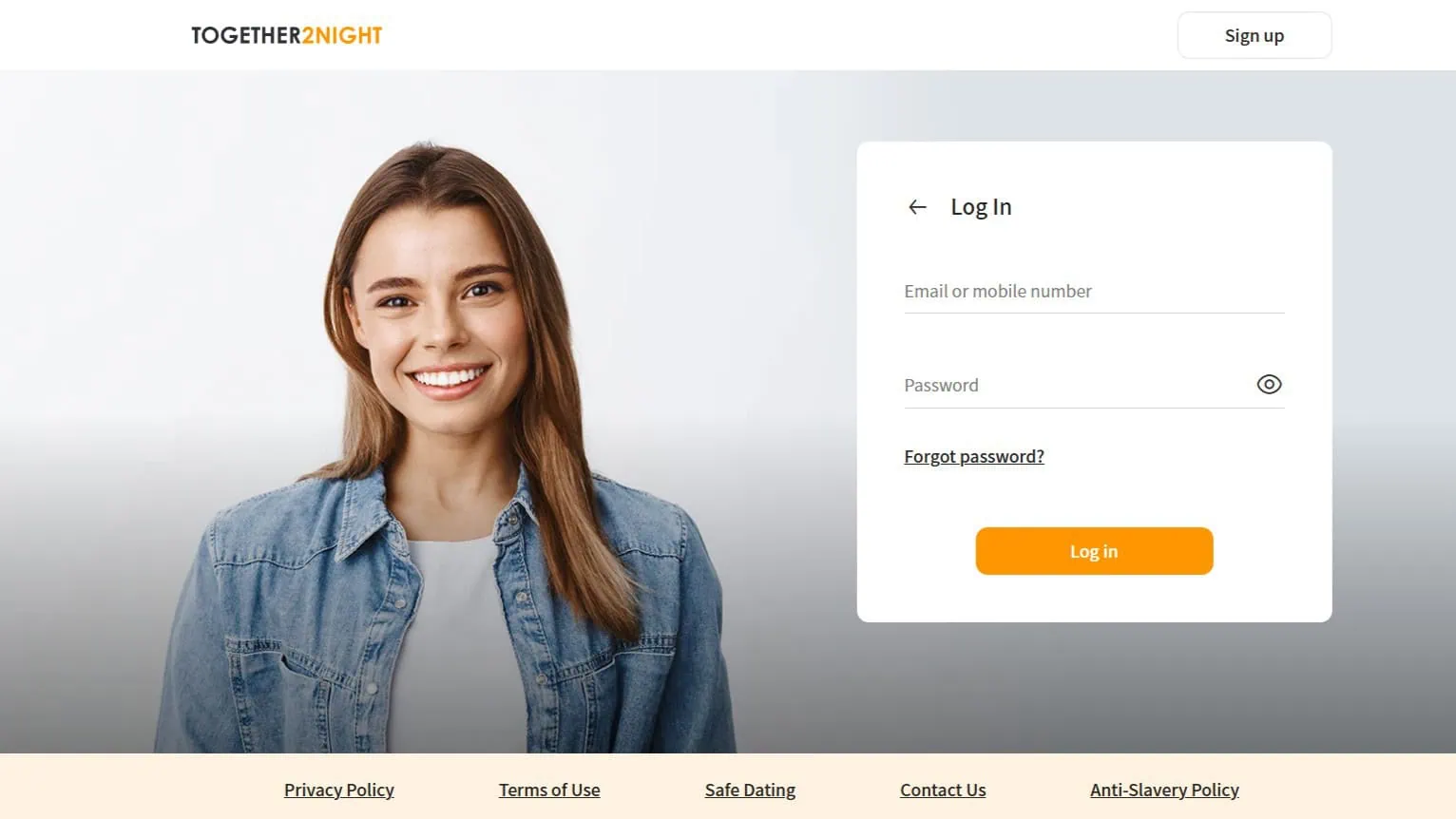 Together2Night login page
